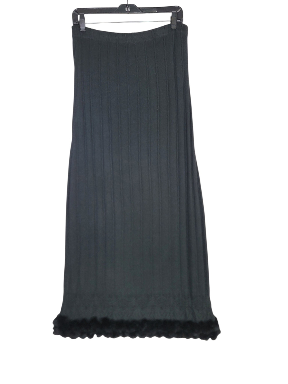 Paula Lishman knit cotton/ Beaver fur accent Ribbed Maxi Skirt